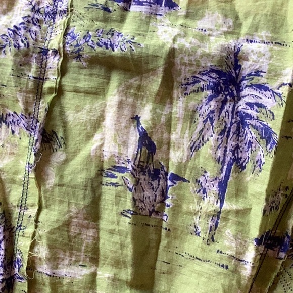 Free People lime green and navy wildlife print low back dress lined w/navy trim - Picture 8 of 15